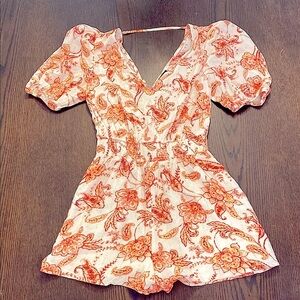 Express Floral Orange and White Romper